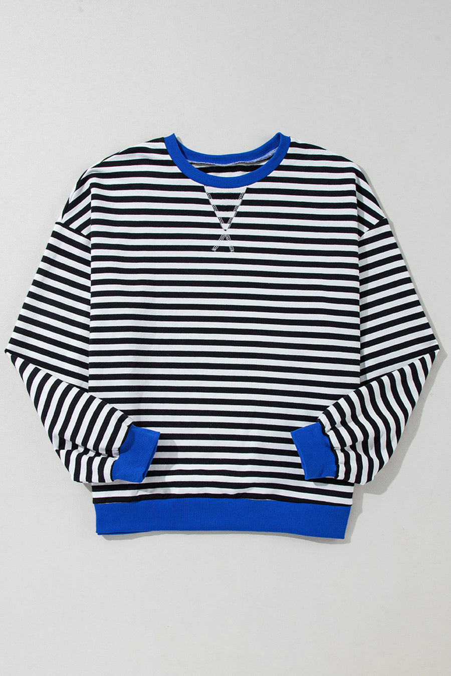 Striped Contrast Trim Oversized Sweatshirt- 4 Colors