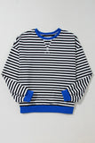 Striped Contrast Trim Oversized Sweatshirt- 4 Colors