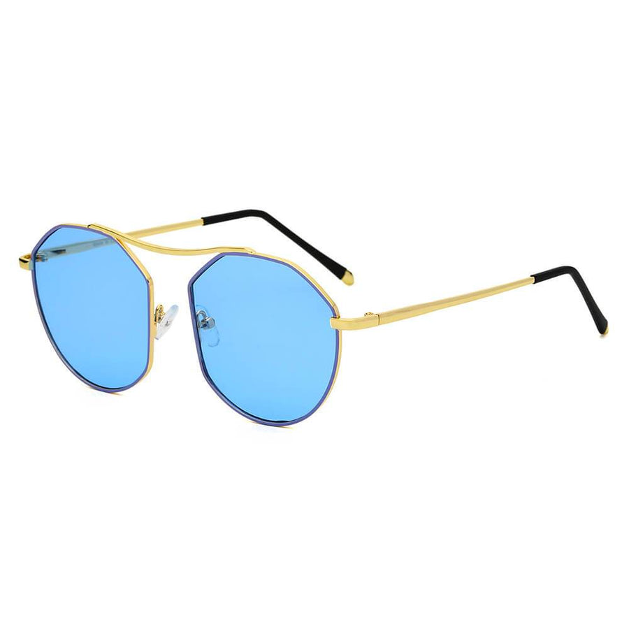 CHOCTAW Round Tinted Geometric Brow-Bar Fashion Sunglasses- 4 Colors