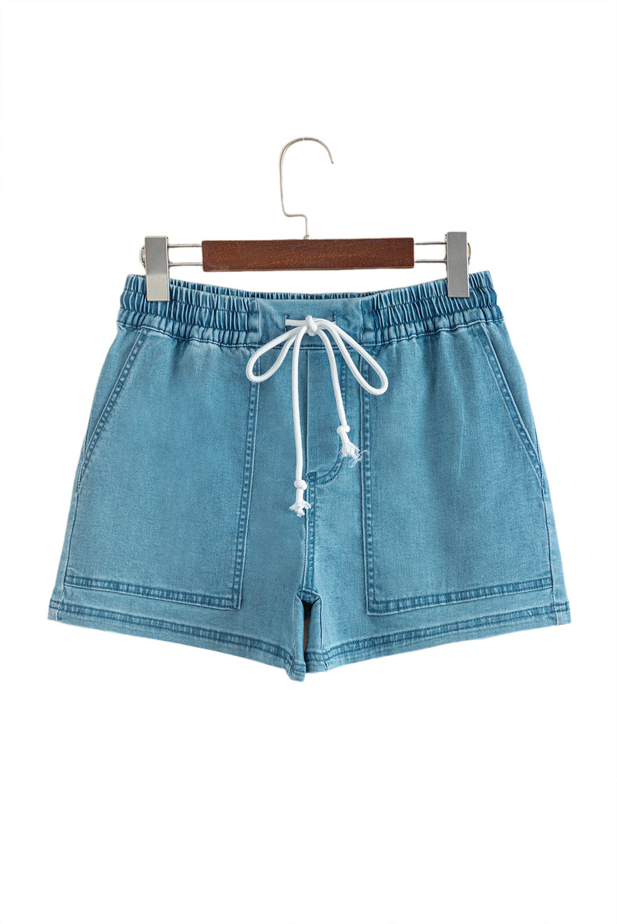 Drawstring Elastic Waist Denim Shorts