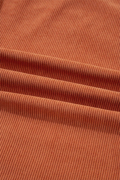 Gold Flame Corduroy Embroidered Patch Pocket Sleeveless Mini Dress