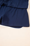 Varsity Striped Drop Shoulder Pullover Sweatshirt & Mini Skort Set- 6 Colors