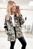 Camouflage Print Chest Pockets Loose Button-Up Denim Jacket