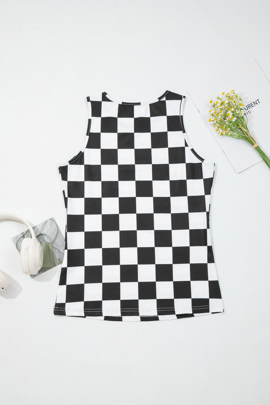 Checkered Slim Fit Print Tank Top- 2 Colors