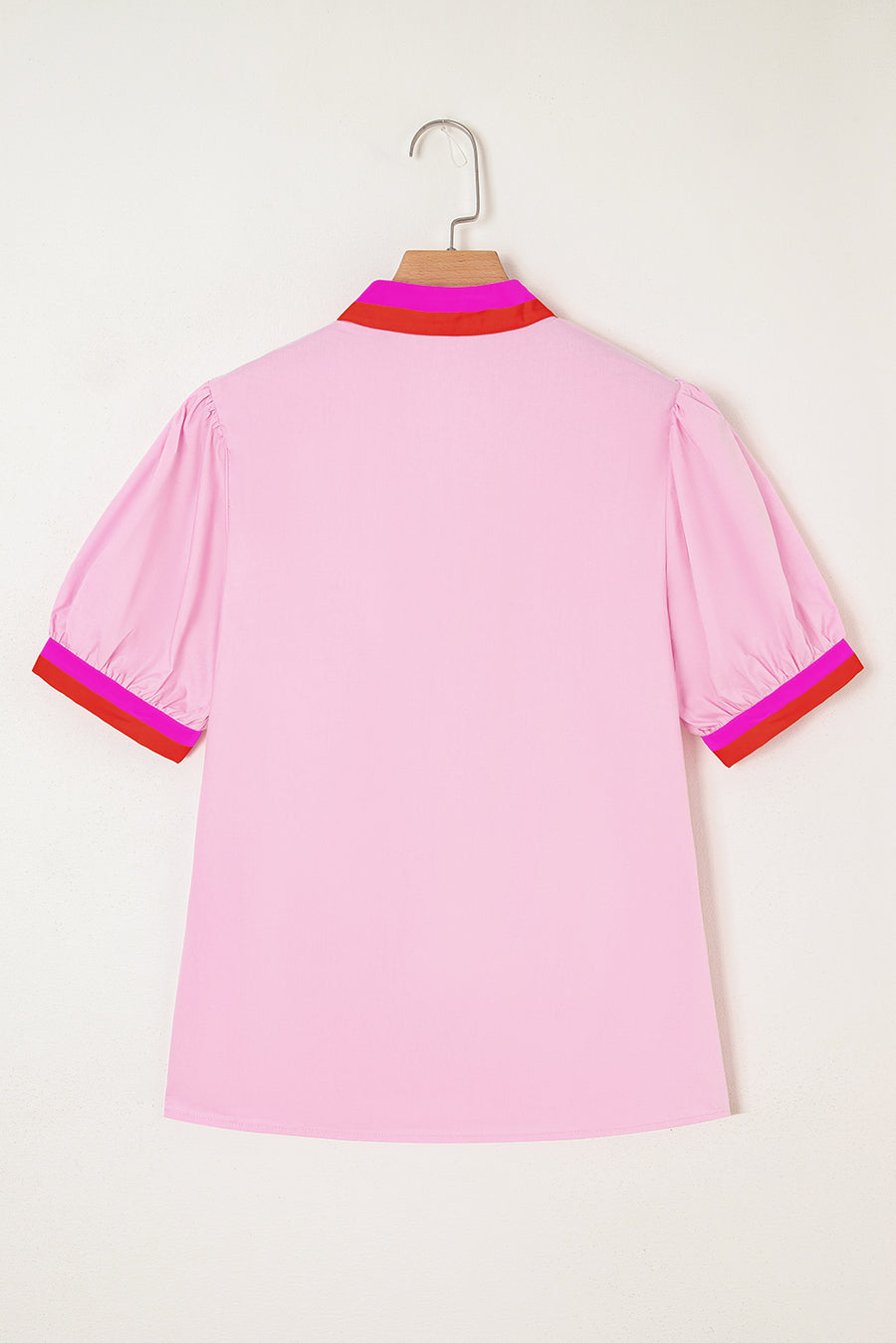 Puff Sleeve Color Block V-Neck Blouse- 2 Colors