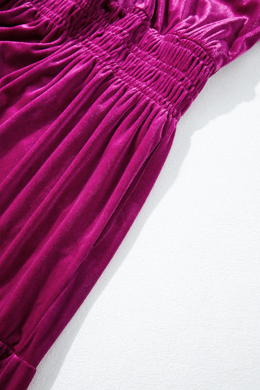 Velvet Puff Short Sleeve Smocked Waist Tiered Maxi Dress with Pockets- 3 Colors