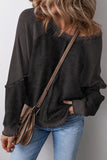 Waffle Knit Patchwork Raglan Sleeve Sweatshirt- 3 Colors
