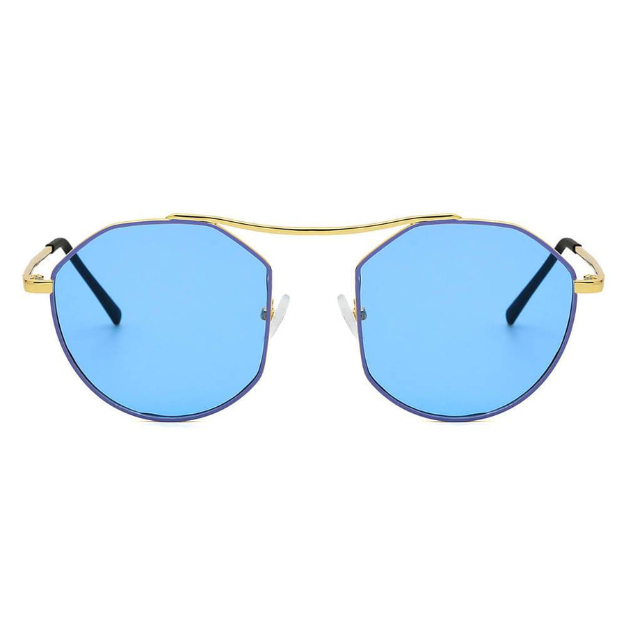 CHOCTAW Round Tinted Geometric Brow-Bar Fashion Sunglasses- 4 Colors