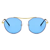 CHOCTAW Round Tinted Geometric Brow-Bar Fashion Sunglasses- 4 Colors