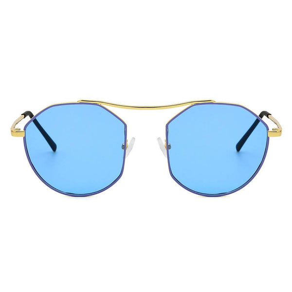 CHOCTAW - Round Tinted Geometric Brow-Bar Fashion Sunglasses