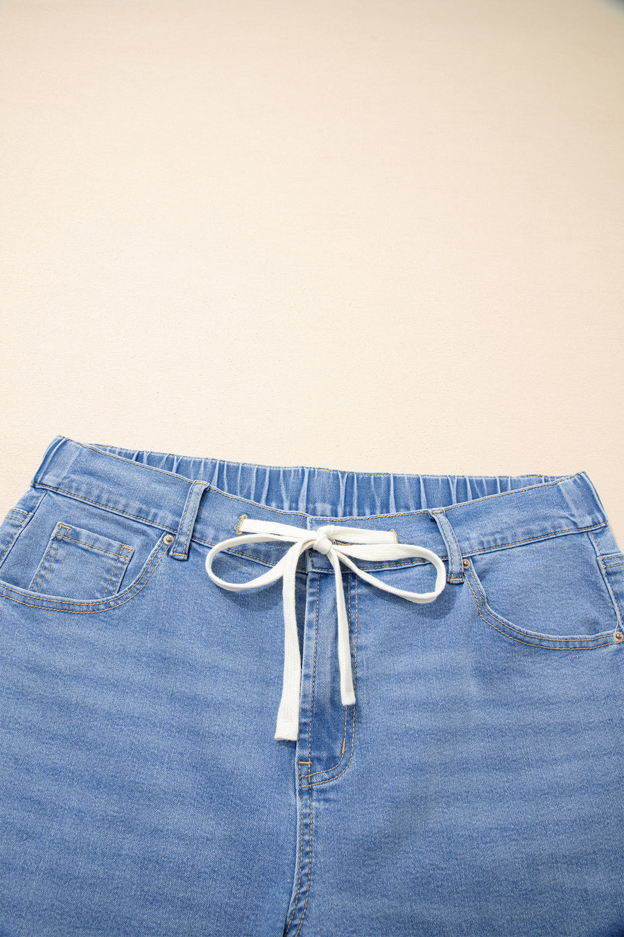 Plus Size Acid Wash Lace-Up Jeans- 4 Colors