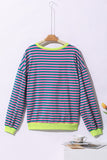 Striped Contrast Trim Oversized Sweatshirt- 4 Colors