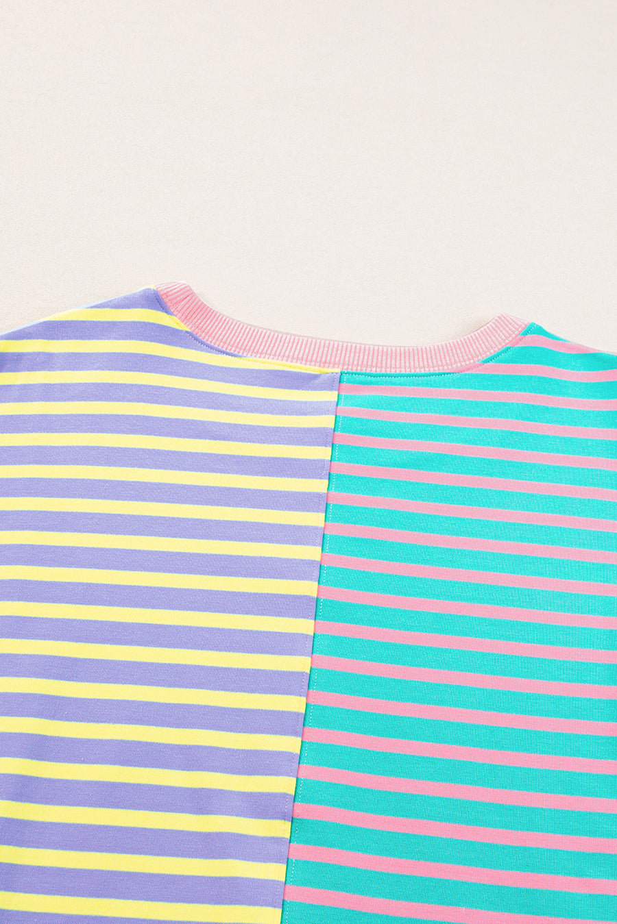 Striped Color Block Drop Shoulder Oversized Sweatshirt- 2 Colors