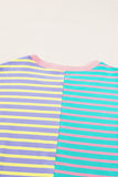 Striped Color Block Drop Shoulder Oversized Sweatshirt- 2 Colors