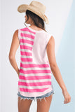American Flag Notched Neck Loose Knit Vest- 2 Colors