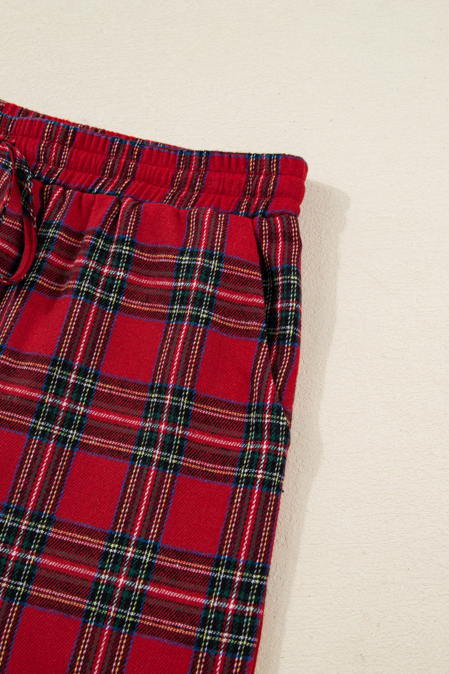 Red Plaid Contrast Color Long Sleeve Pajama Set- 3 Options