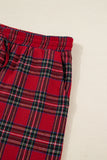 Red Plaid Contrast Color Long Sleeve Pajama Set- 3 Options