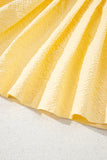 Butter Yellow Waffle Textured Tie Front Notched Neck Pleated Sleeveless Blouse