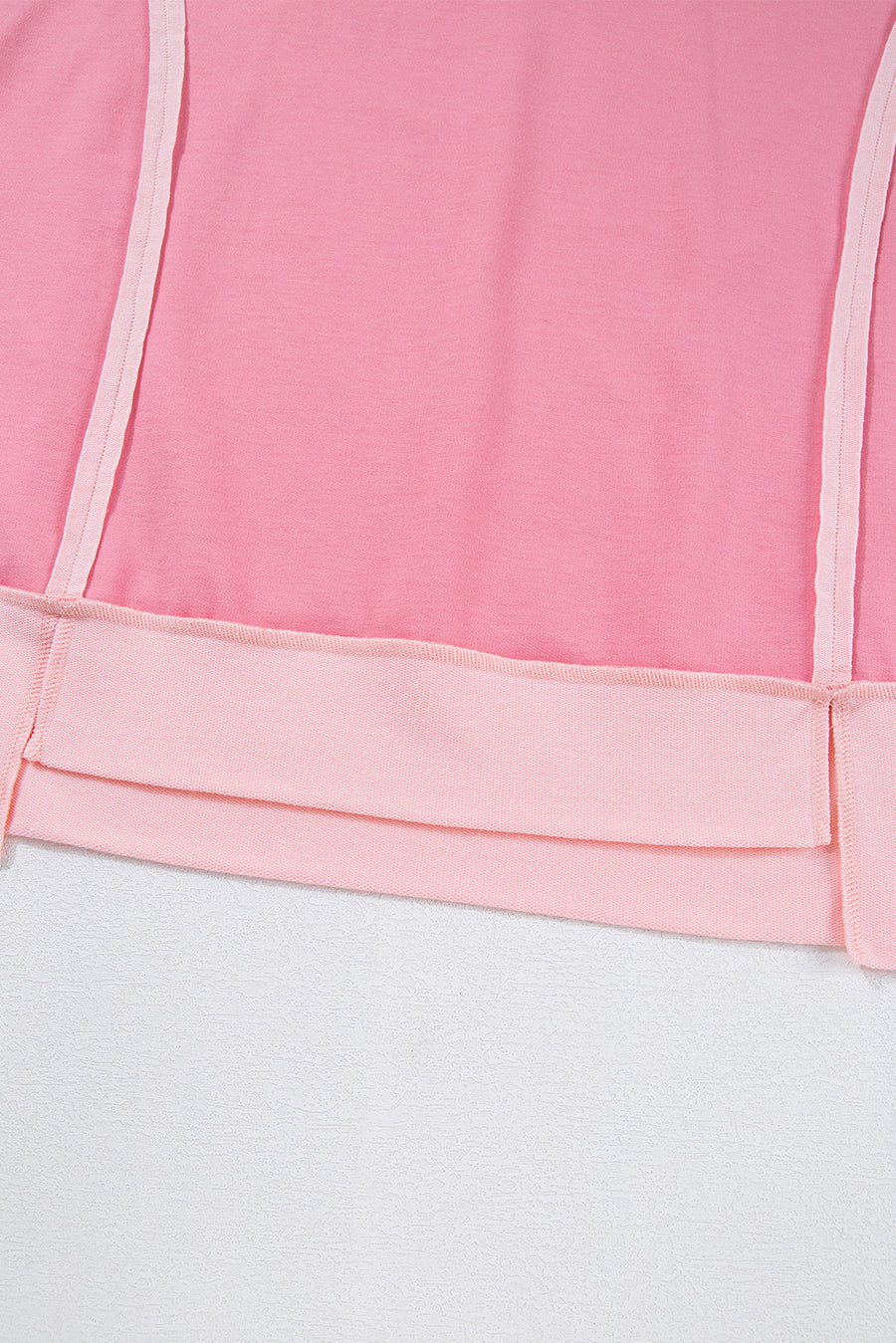 Peach Exposed Seam High-Low Side Slit Short Sleeve T-Shirt