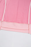 Peach Exposed Seam High-Low Side Slit Short Sleeve T-Shirt