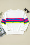 Green Multicolored Wavy Striped Crew Neck Long Sleeve Top- 2 Colors