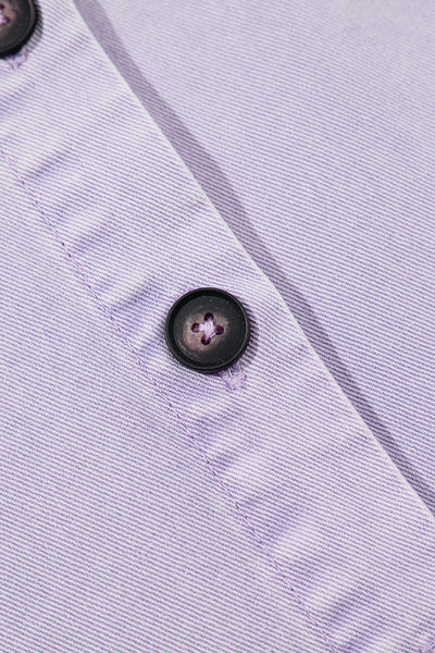 Orchid Petal Double Chest Pocket Denim Shirt Dress