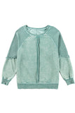 Waffle Knit Patchwork Raglan Sleeve Sweatshirt- 3 Colors