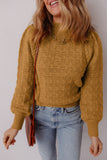 Jurassic Gold Crochet Balloon Sleeve Sweater