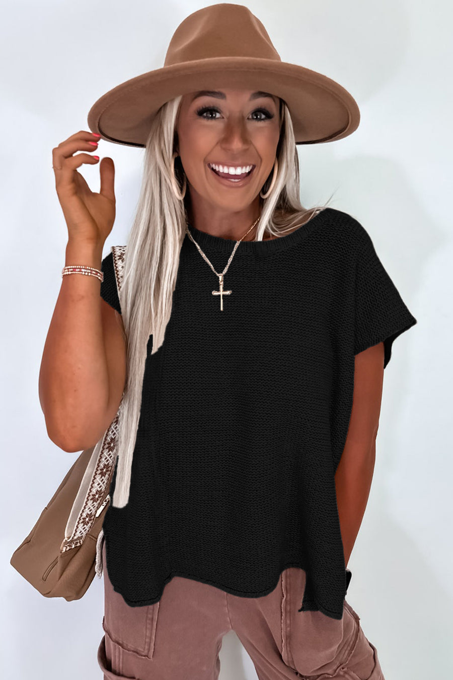 Solid Color Slit Hem Knit Top- 3 Colors