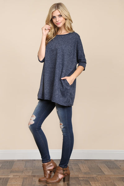 Oversized Drop Shoulder Pocket Tunic- 3 Colors