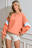Striped Arm Drop Sleeve Loose Sweatshirt- 2 Colors