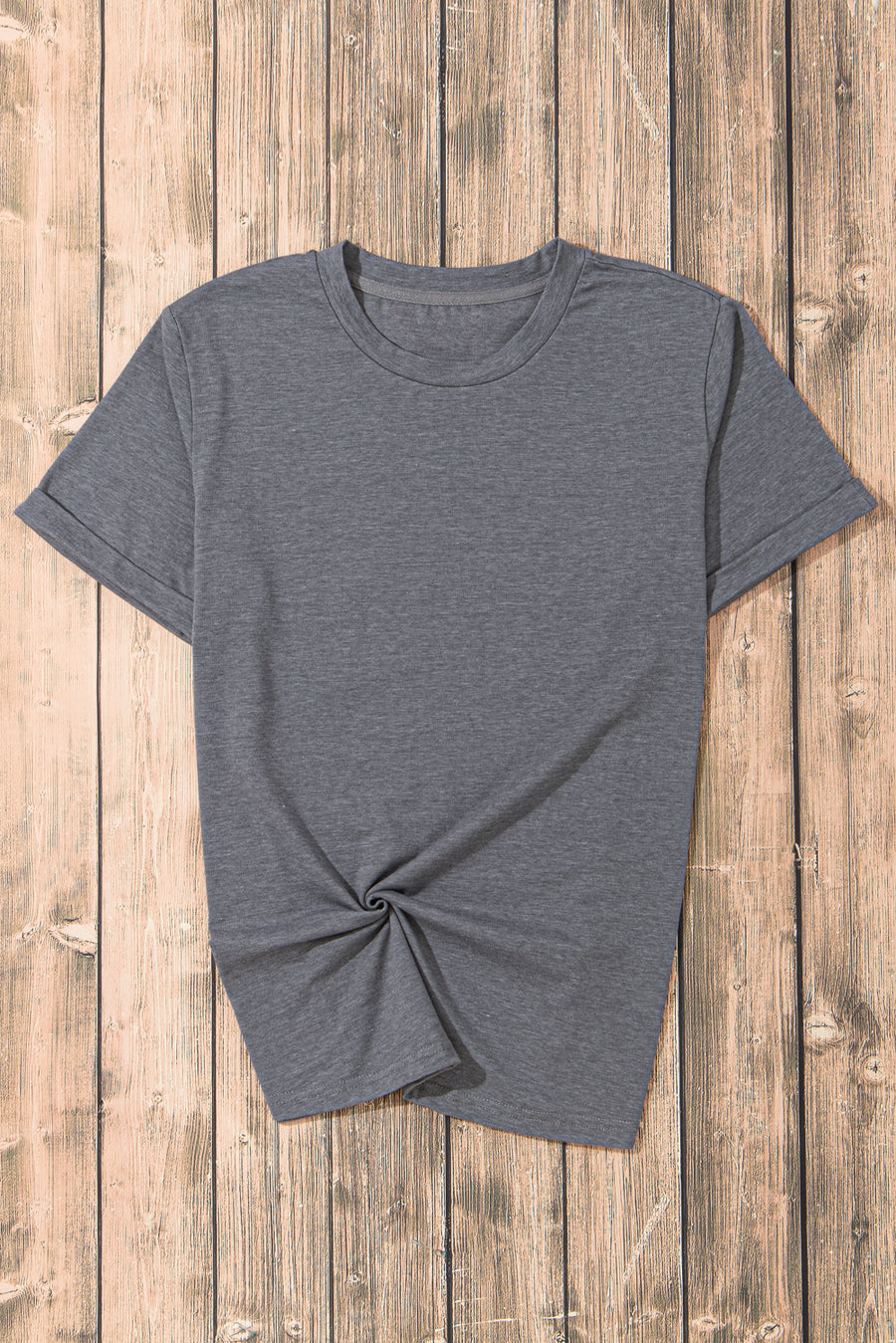 Basic Crew Neck Rolled Sleeve T-Shirt- 12 Colors