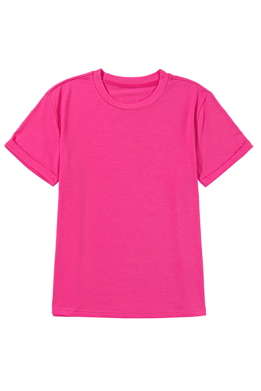 Basic Crew Neck Rolled Sleeve T-Shirt- 12 Colors