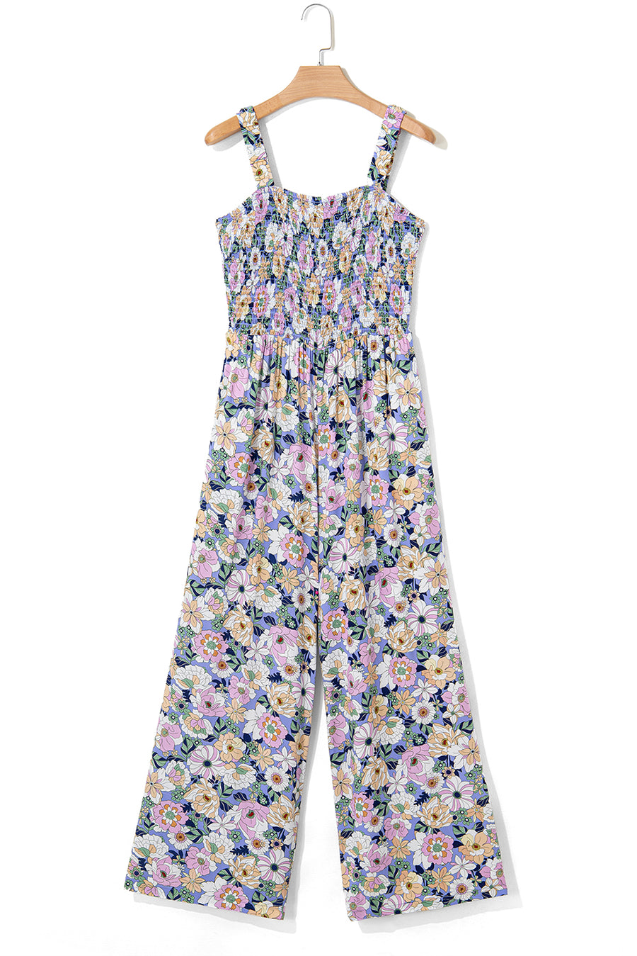 Floral Square Neck Stretch High-Waist Jumpsuit- 3 Colors