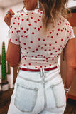 All Over Heart Print Mesh Short Sleeve Top- 2 Colors