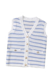 Striped V-Neck Button-Up Knit Vest- 2 Colors