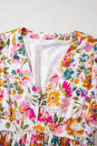 Multicolored Floral Short Sleeve V-Neck High Waist Maxi Dress