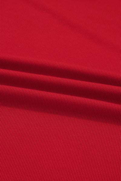 Plus Size Racing Red Plaid Pearl Ruffled Sleeve Knit Holiday Top