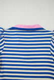 Striped Ruffle Short Sleeve Contrast Neckline Mini Dress- 3 Colors