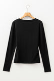 Chestnut Solid Color Long Sleeve Slim Fit Top