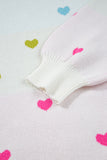 Multicolored Hearts Color Block High Neck Sweater