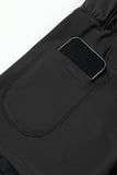 Black High-Waist Wide Band Back Pocket Swim Shorts