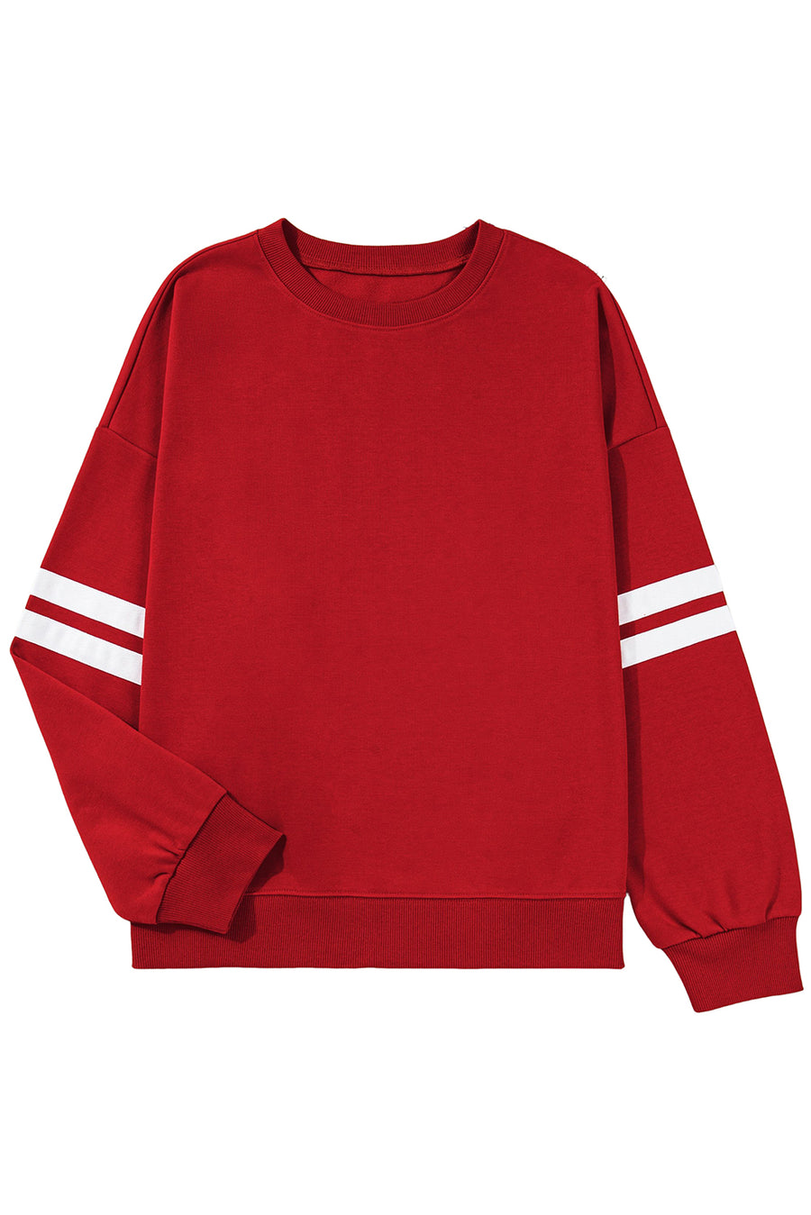 Plus Size Varsity Striped Crew Neck Sweatshirt- 2 Colors