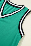 Green Contrast Trim V-Neck Sleeveless Mini Dress