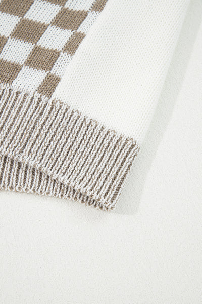 Black Checkered Open Front Drop Shoulder Cardigan