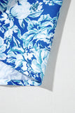 Blue Multi Floral Puff Sleeve Babydoll Mini Dress with Pockets