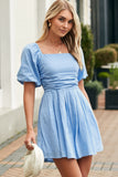 Valerian Square Neck Ruched Puff Sleeve Romper