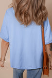 Light Blue America Star Print Relaxed Fit Graphic T-Shirt