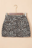 Leopard Print Denim Mini Skirt