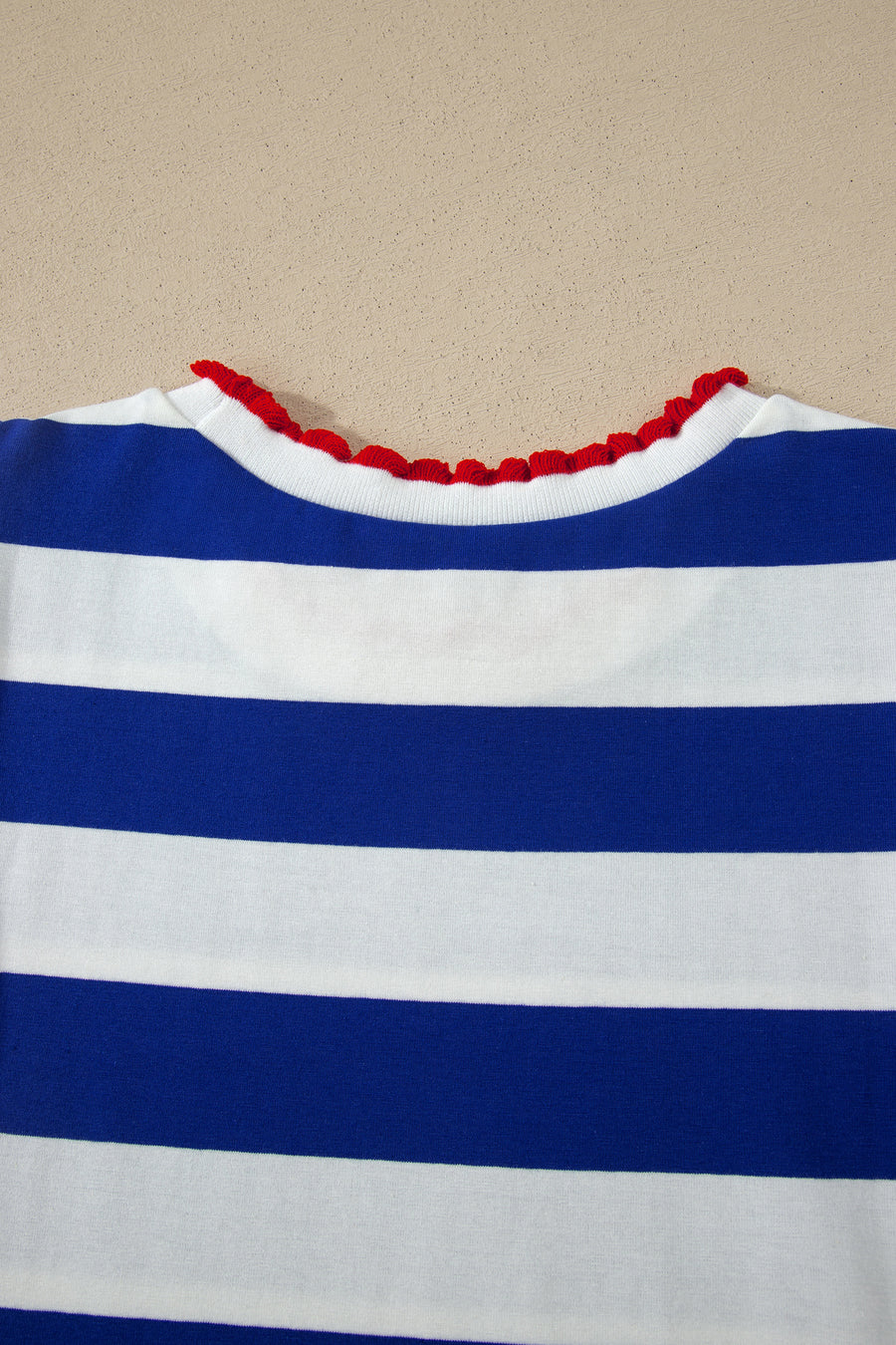 Striped Contrast Trim Crew Neck Short Puff Sleeve Shift Mini Dress- 2 Colors